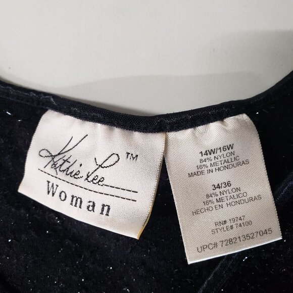 Vintage Kathie Lee Womens V Neck Black Metallic Knit Top Party Glam Sparkly Y2K - Picture 5 of 6